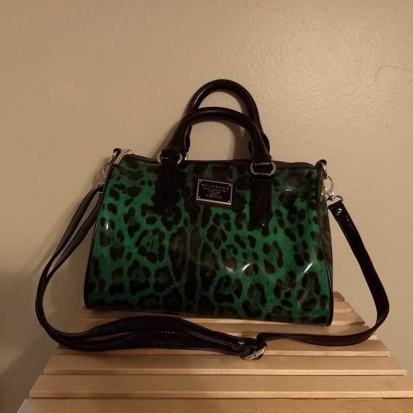 green leopard print bag